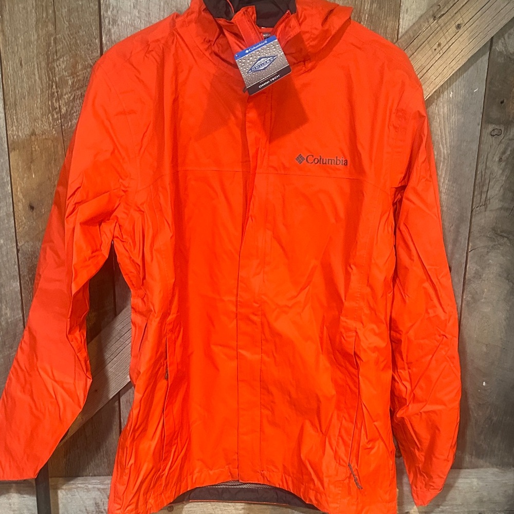 Columbia Red-Orange Packable Hooded Jacket
